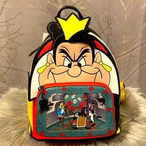 BNWT LOUNGEFLY Alice in Wonderland Queen of Hearts Villains Backpack